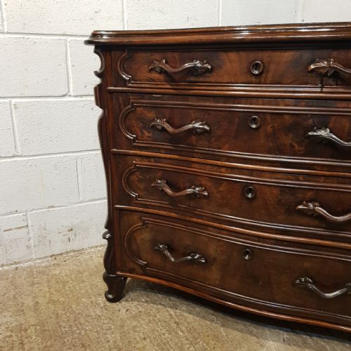 fig 1. ANTIQUE FRENCH WALNUT SERPENTINE CHEST OF DRAWERS C1900