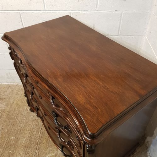 fig 2. ANTIQUE FRENCH WALNUT SERPENTINE CHEST OF DRAWERS C1900