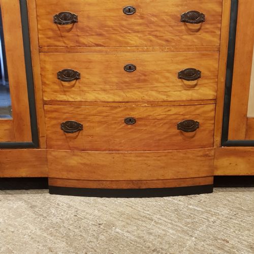 fig 2. ANTIQUE CONTINENTAL SATINWOOD & EBONY TRIPLE WARDROBE ARMOIRE C1900