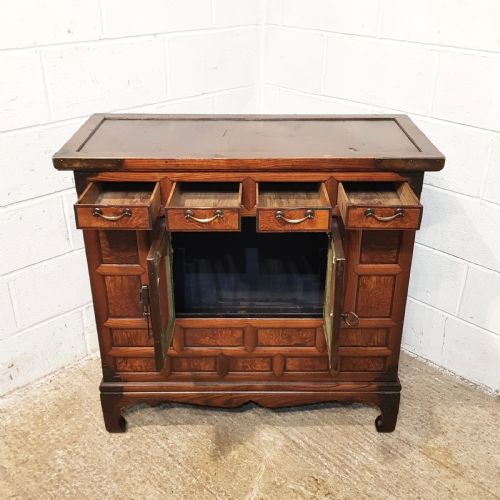 fig 2. ANTIQUE CHINESE ELM & BURR ELM SIDE CABINET C1910