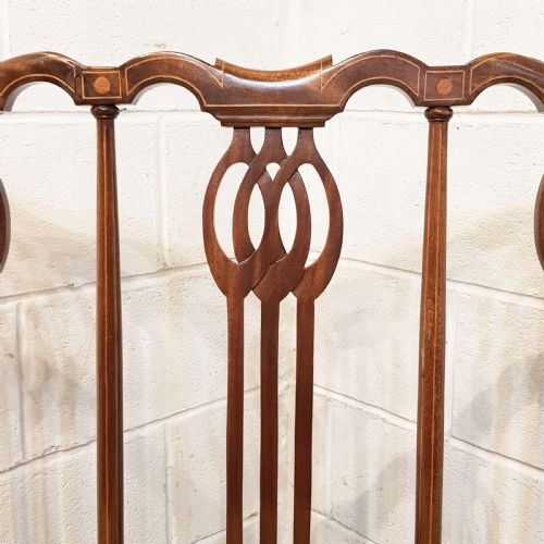 fig 1. ANTIQUE ART NOUVEAU INLAID MAHOGANY TWO CHAIR SOFA C1890