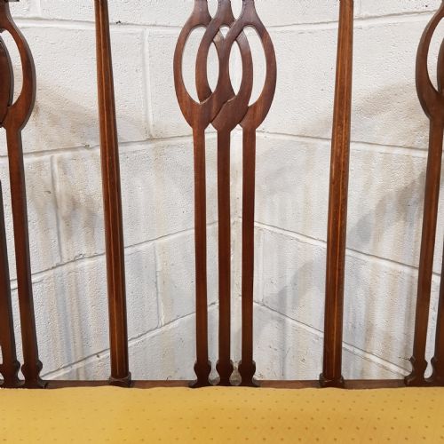 fig 2. ANTIQUE ART NOUVEAU INLAID MAHOGANY TWO CHAIR SOFA C1890