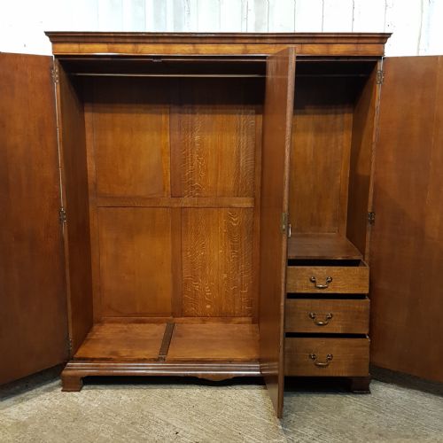 fig 2. ANTIQUE BURR WALNUT TRIPLE WARDROBE C1920