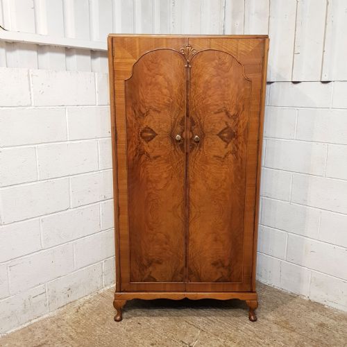 fig 1. ANTIQUE ART DECO BURR WALNUT GENTLEMANS FITTED WARDROBE C1920