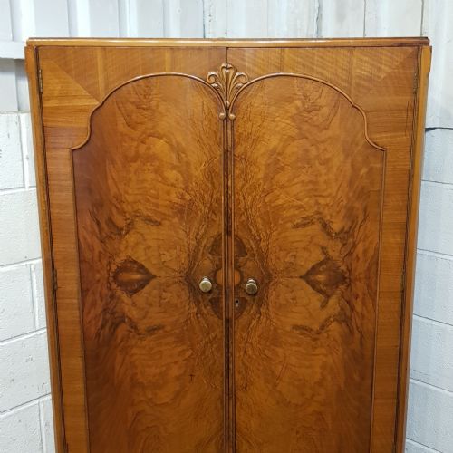fig 2. ANTIQUE ART DECO BURR WALNUT GENTLEMANS FITTED WARDROBE C1920