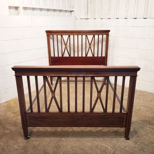 fig 2. ANTIQUE EDWARDIAN MAHOGANY INLAID DOUBLE BED C1900