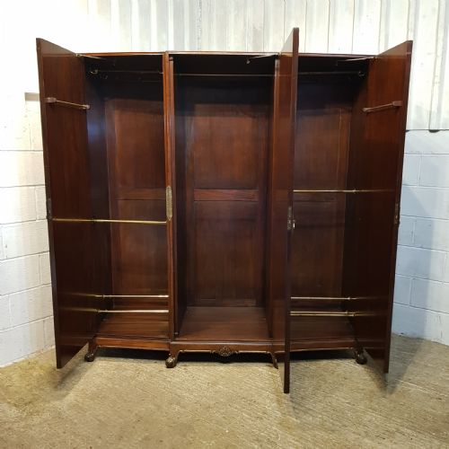fig 2. ANTIQUE BURR WALNUT TRIPLE WARDROBE C1920