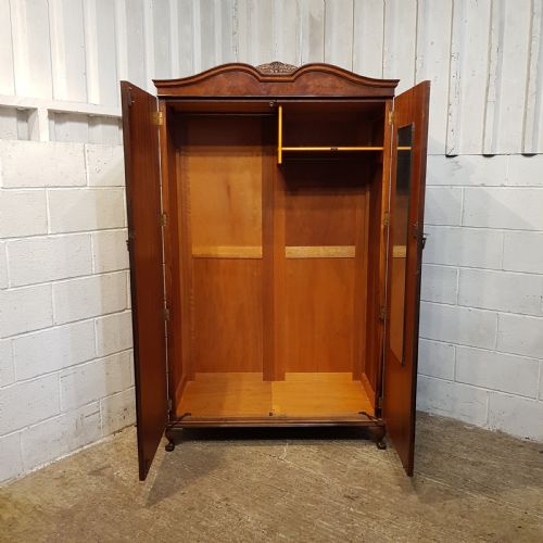 fig 1. AN ANTIQUE BURR WALNUT DOUBLE WARDROBE C1920