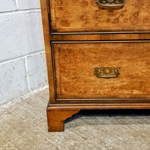 fig 2. AN ANTIQUE LATE VICTORIAN BURR WALNUT FOUR HEIGHT CHEST OF DRAWERS C1880