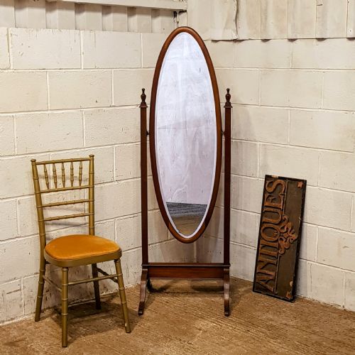 An Antique Mahogany Cheval Mirror C1910