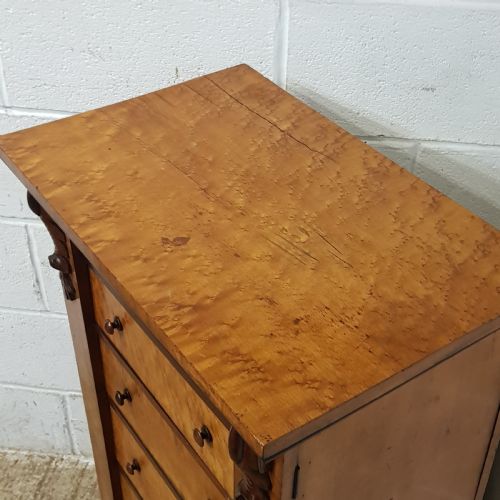 fig 1. AN ANTIQUE SATINWOOD WELLINGTON CHEST C1890
