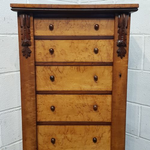 fig 2. AN ANTIQUE SATINWOOD WELLINGTON CHEST C1890