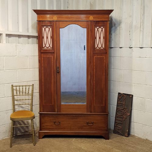 An Antique Edwardian Mahogany Single Wardrobe C1900