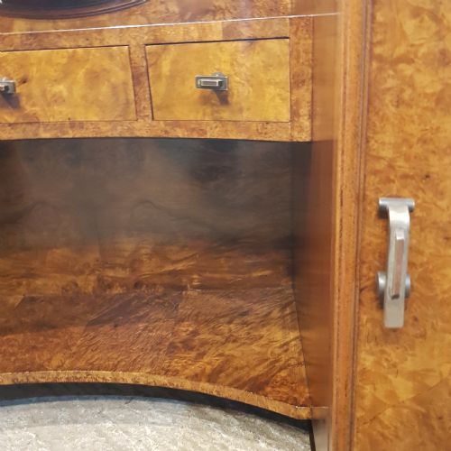 fig 1. AN ANTIQUE BURR WALNUT ART DECO DRESSING TABLE AND STOOL C1920