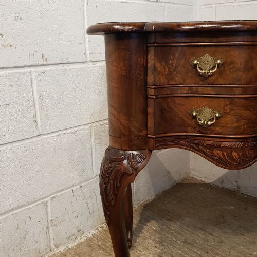 fig 2. AN ANTIQUE SERPENTINE SHAPED BURR WALNUT SIDE TABLE C1920
