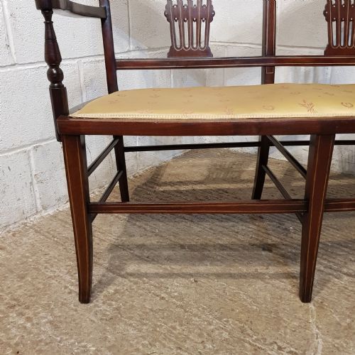 fig 1. AN ANTIQUE EDWARDIAN MAHOGANY INLAID SALON SOFA C1900