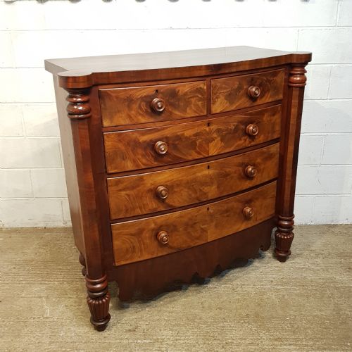 AN ANTIQUE VICTORIAN MAHOGANY BOW FRONTED SCOTCH CHEST C1840 - ADDITIONAL PHOTO 1