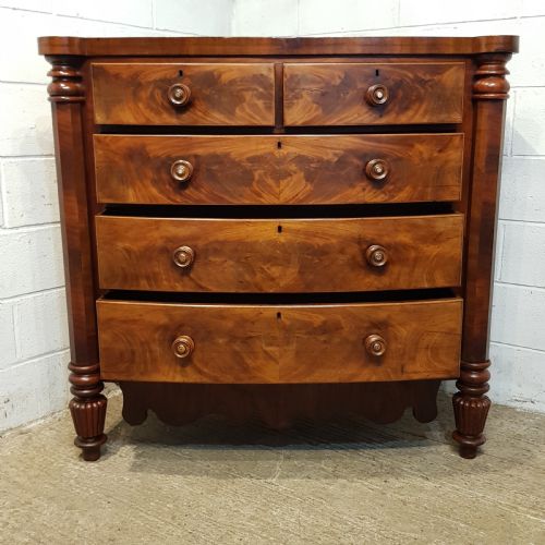 AN ANTIQUE VICTORIAN MAHOGANY BOW FRONTED SCOTCH CHEST C1840 - ADDITIONAL PHOTO 6