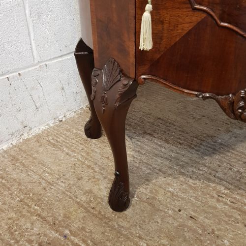 fig 1. AN ANTIQUE WALNUT SERPENTINE SHAPED SMALL CABINET BY MAPLE & CO C1920