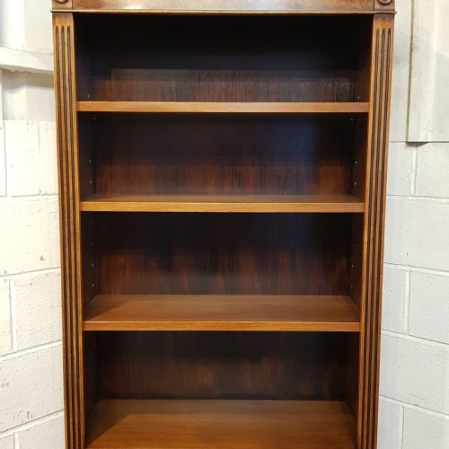 fig 2. AN ANTIQUE WALNUT TALL NARROW OPEN BOOKCASE OR CUPBOARD C1920