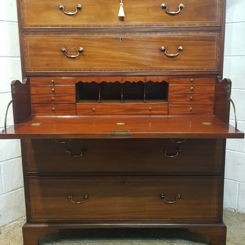 fig 1. AN ANTIQUE GEORGE 3rd MAHOGANY CHEST ON CHEST WITH SECRETAIRE C1780