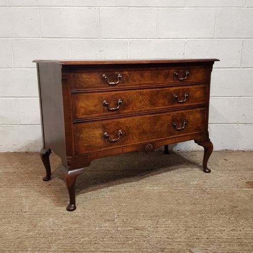 An Antique Oak and Burr Walnut Three Height Chest of Drawers C1920