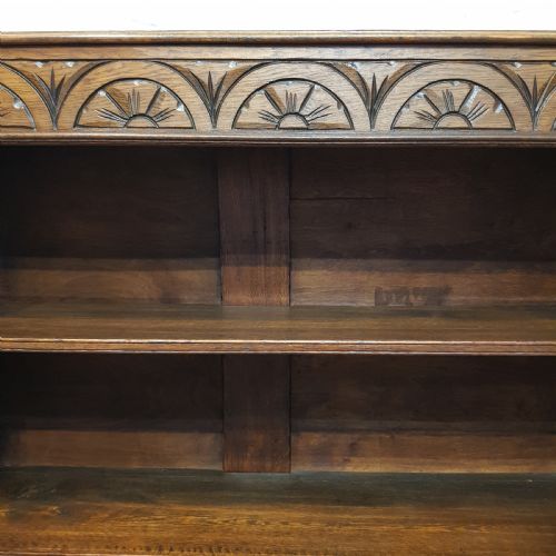 fig 1. AN ANTIQUE LATE VICTORIAN CARVED OAK OPEN BOOKCASE C1900