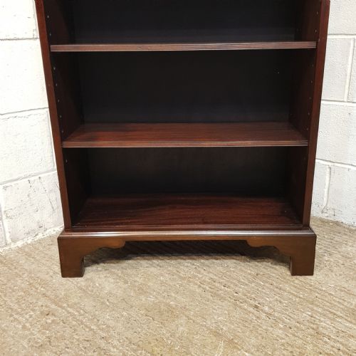 fig 1. AN ANTIQUE TALL NARROW MAHOGANY OPEN BOOKCASE C1900
