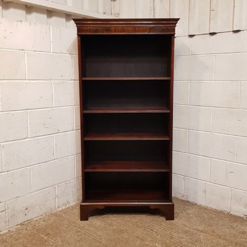fig 2. AN ANTIQUE TALL NARROW MAHOGANY OPEN BOOKCASE C1900