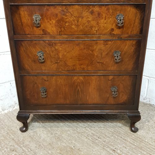 A BEAUTIFUL 1920'S BURR WALNUT TALLBOY - ADDITIONAL PHOTO 1