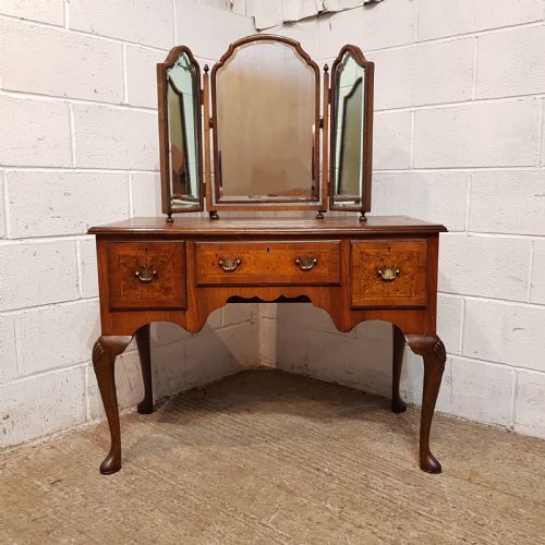 fig 1. AN ANTIQUE BURR WALNUT DRESSING TABLE C1920