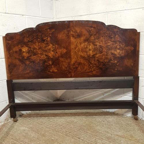 fig 1. AN ANTIQUE ART DECO BURR WALNUT DOUBLE BEDSTEAD C1920