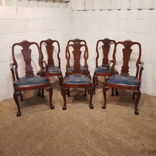 A Stunning Set of 6 Edwardian Walnut Dining Chairs C1900