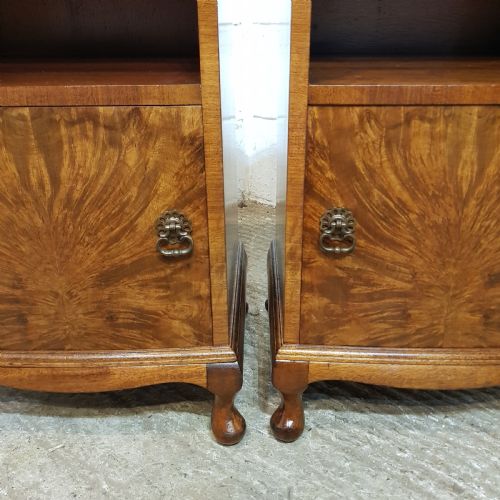 fig 1. A PAIR OF ANTIQUE BURR WALNUT BEDSIDE CABINETS C1920
