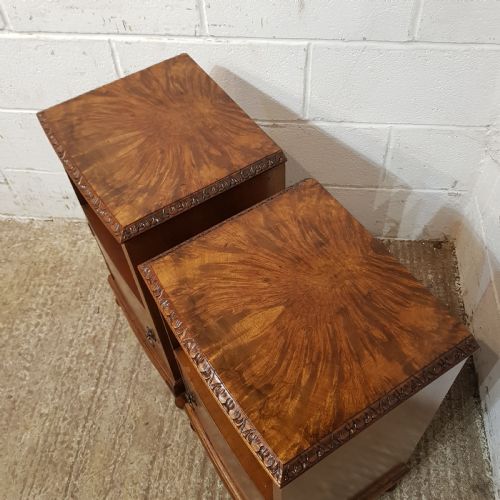 fig 2. A PAIR OF ANTIQUE BURR WALNUT BEDSIDE CABINETS C1920
