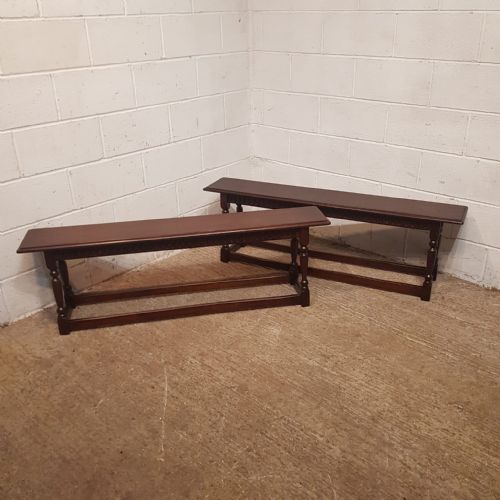 A PAIR OF ANTIQUE OAK BENCHES C1920 - ADDITIONAL PHOTO 4