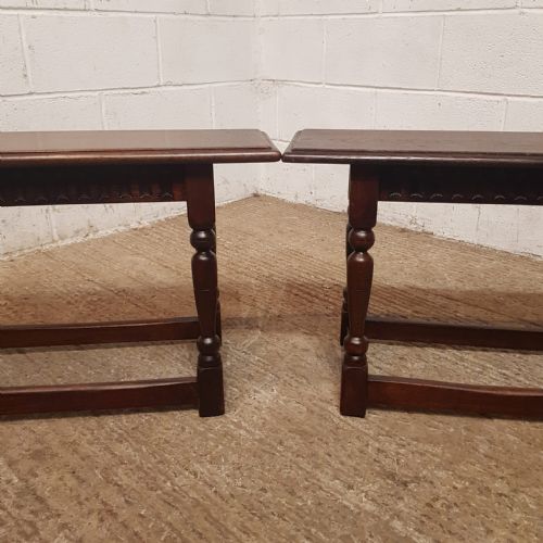 A PAIR OF ANTIQUE OAK BENCHES C1920 - ADDITIONAL PHOTO 9