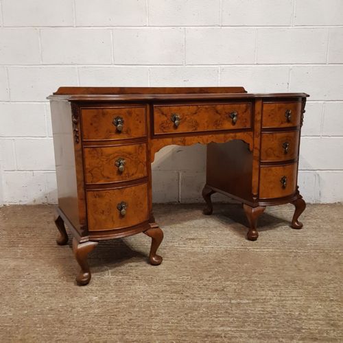 fig 1. AN ANTIQUE BURR WALNUT TWIN PEDESTAL DESK C1920