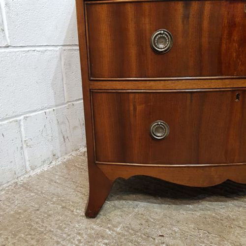 fig 2. A SMALL WALNUT BOW FRONTED CHEST OF DRAWERS C1920