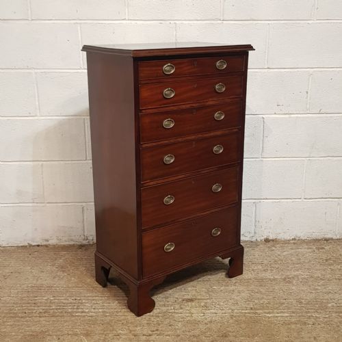 AN ANTIQUE TALL NARROW MAHOGANY CHEST OF DRAWERS C1890 - ADDITIONAL PHOTO 1