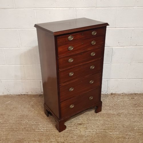 AN ANTIQUE TALL NARROW MAHOGANY CHEST OF DRAWERS C1890 - ADDITIONAL PHOTO 3