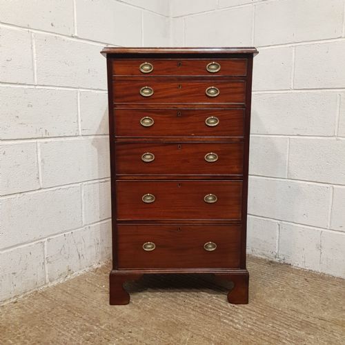 AN ANTIQUE TALL NARROW MAHOGANY CHEST OF DRAWERS C1890 - ADDITIONAL PHOTO 8