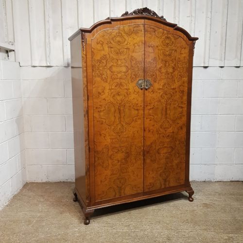 fig 1. AN ANTIQUE BURR WALNUT DOUBLE WARDROBE C1920