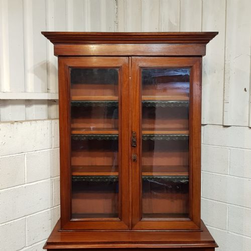 fig 1. A VICTORIAN MAHOGANY BOOKCASE ON CUPBOARD C1880