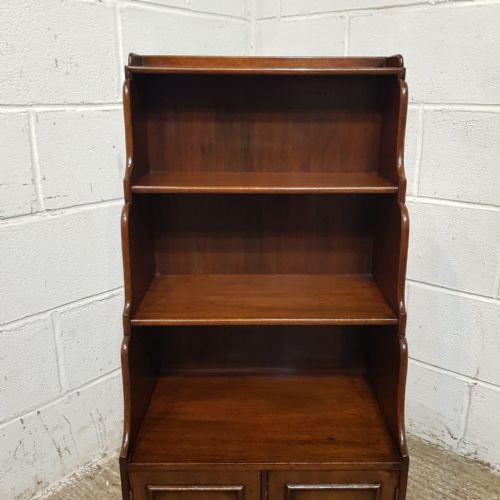 fig 1. A PAIR OF EDWARDIAN MAHOGANY SMALL OPEN WATERFALL BOOKCASES C1900