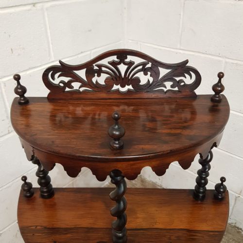 fig 2. A VICTORIAN ROSEWOOD DEMI LUNE SHAPED WOT NOT C1880