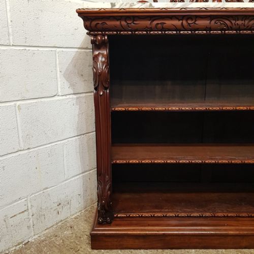 fig 1. A VICTORIAN MAHOGANY MARBLE TOPPED OPEN BOOKCASE C1880