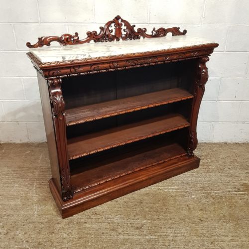 fig 2. A VICTORIAN MAHOGANY MARBLE TOPPED OPEN BOOKCASE C1880