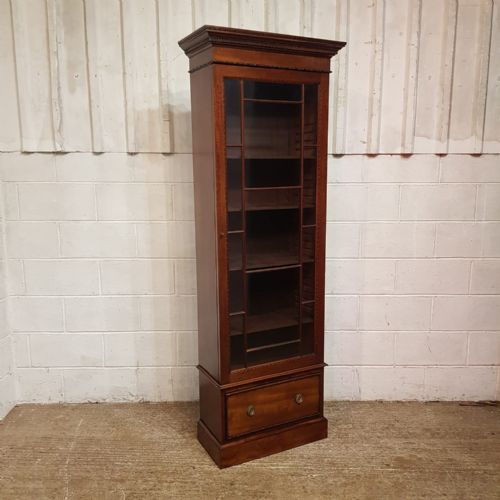 fig 1. A TALL MAHOGANY GLAZED ANTIQUE BOOKCASE C1900