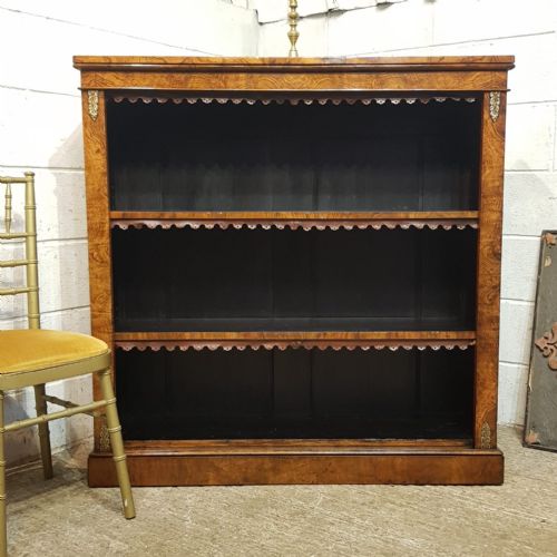 A VICTORIAN BURR WALNUT OPEN BOOKCASE C1880 - ADDITIONAL PHOTO 8